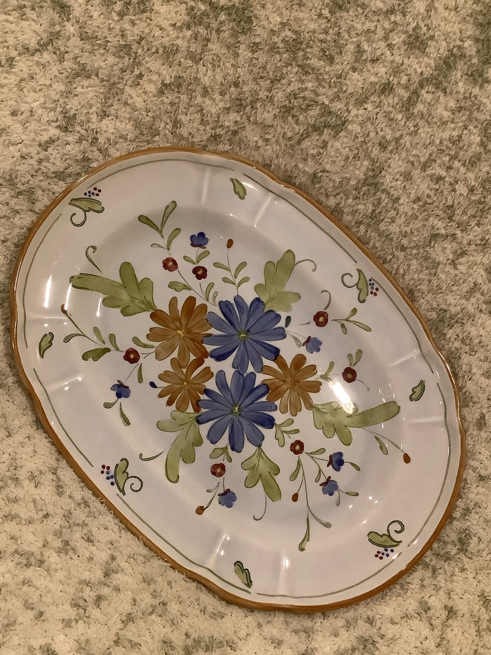 Metlox Hand-Painted Floral Ceramic Serving Platter NWT 13.5x10” Los Angeles CA